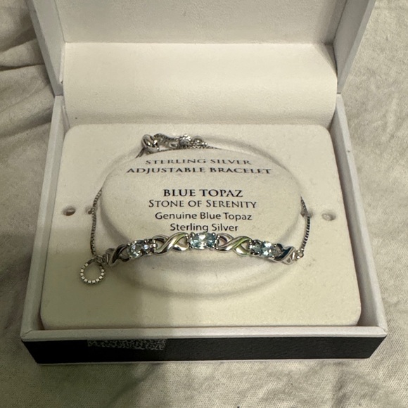 Macy's Sterling Silver Bracelet with Blue Topaz - Picture 1 of 3
